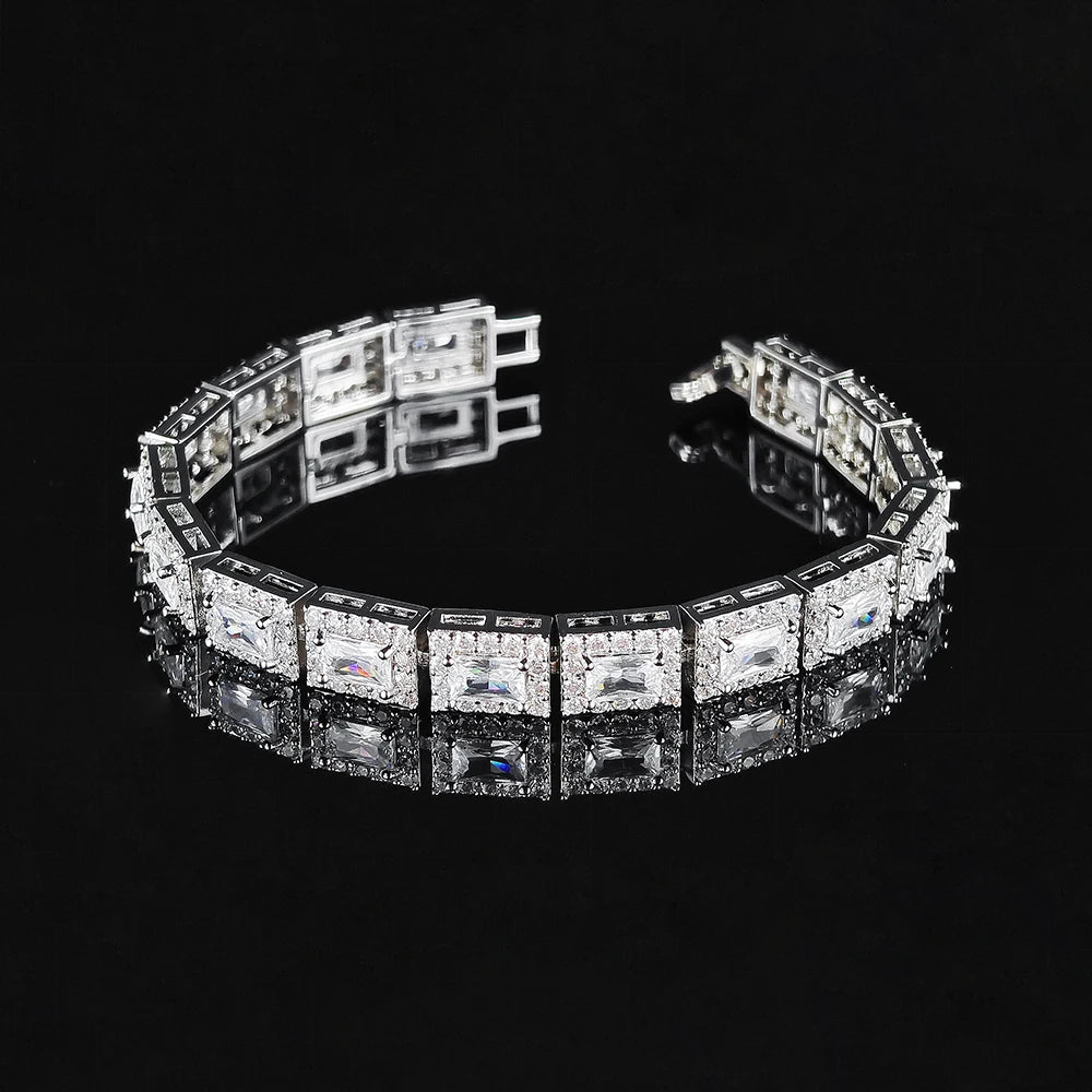 Moonso 18CM Luxury Rectangle Gold Green Silver Color on Hand Bracelet Bangle for Women Anniversary Gift Jewelry Bulk Sell S5779