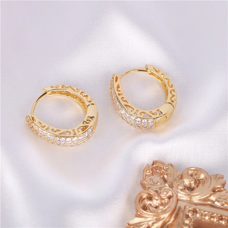 Unique Design Luxury Gold Color Hoop Earrings for Women Valentine's Day Gift Gold Plated Jewelry E8455