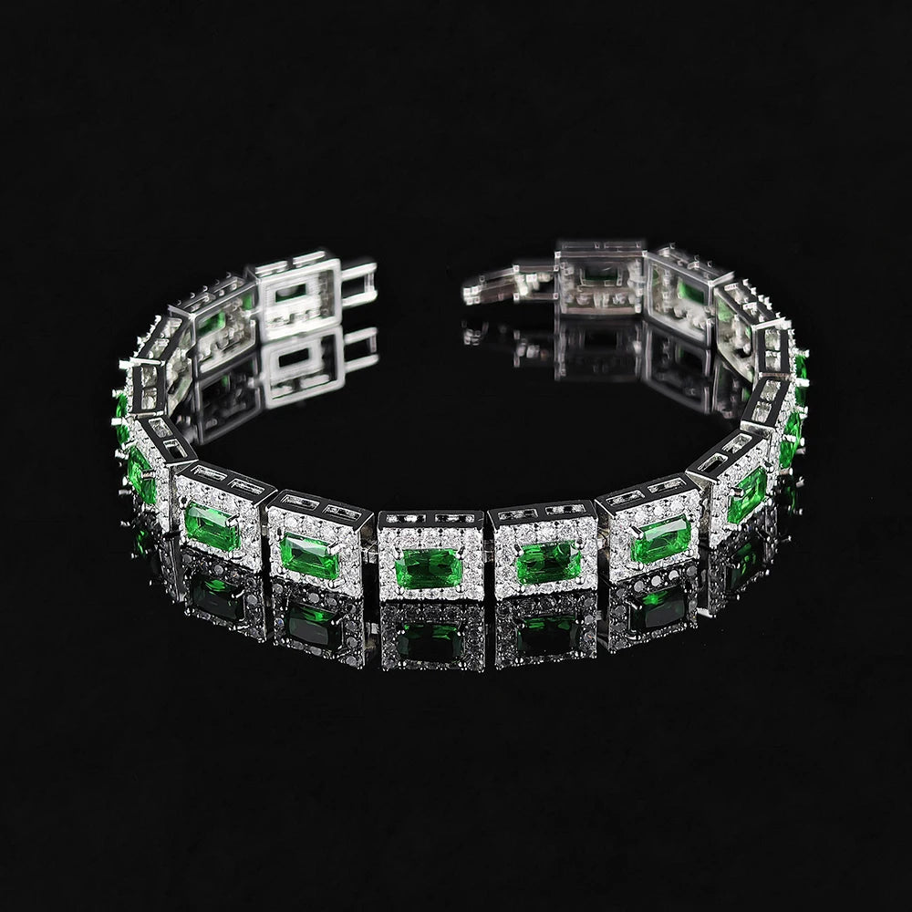 Moonso 18CM Luxury Rectangle Gold Green Silver Color on Hand Bracelet Bangle for Women Anniversary Gift Jewelry Bulk Sell S5779