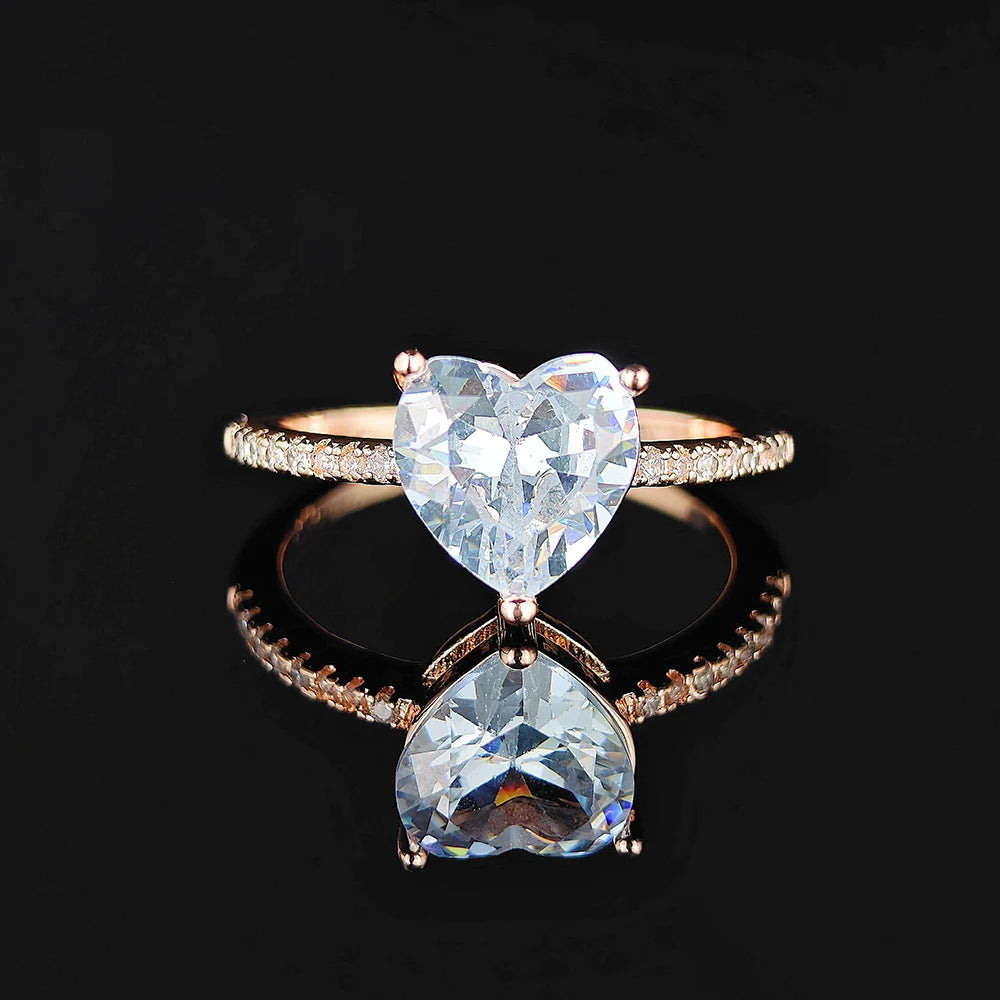 Moonso Unique Design Rosegold Silver Color Heart Shape Promise Ring for Girl Lovers Love Party Gift Free Shipping Items R4597