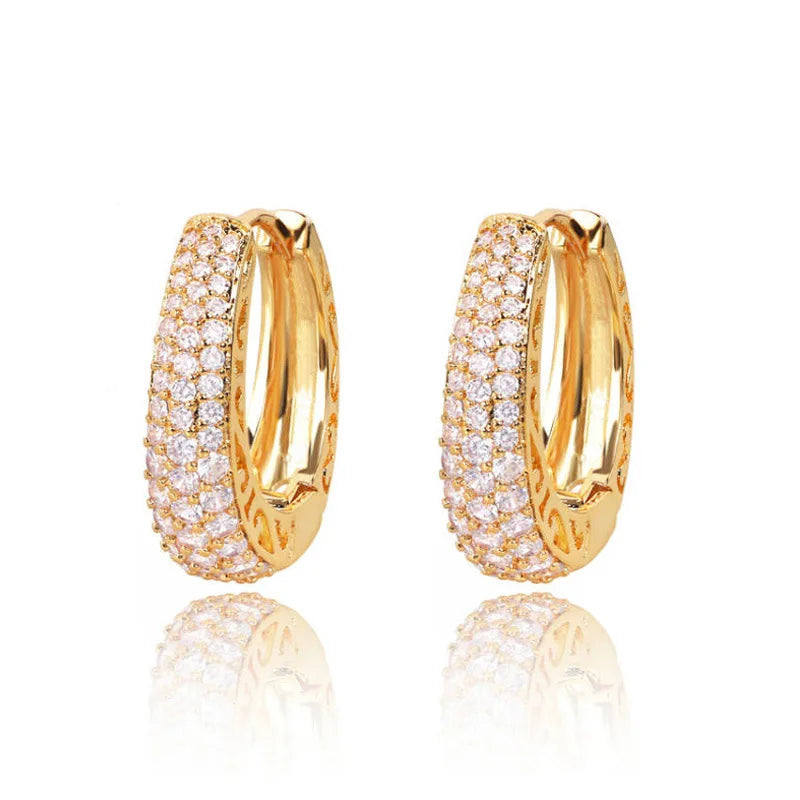 Unique Design Luxury Gold Color Hoop Earrings for Women Valentine's Day Gift Gold Plated Jewelry E8455