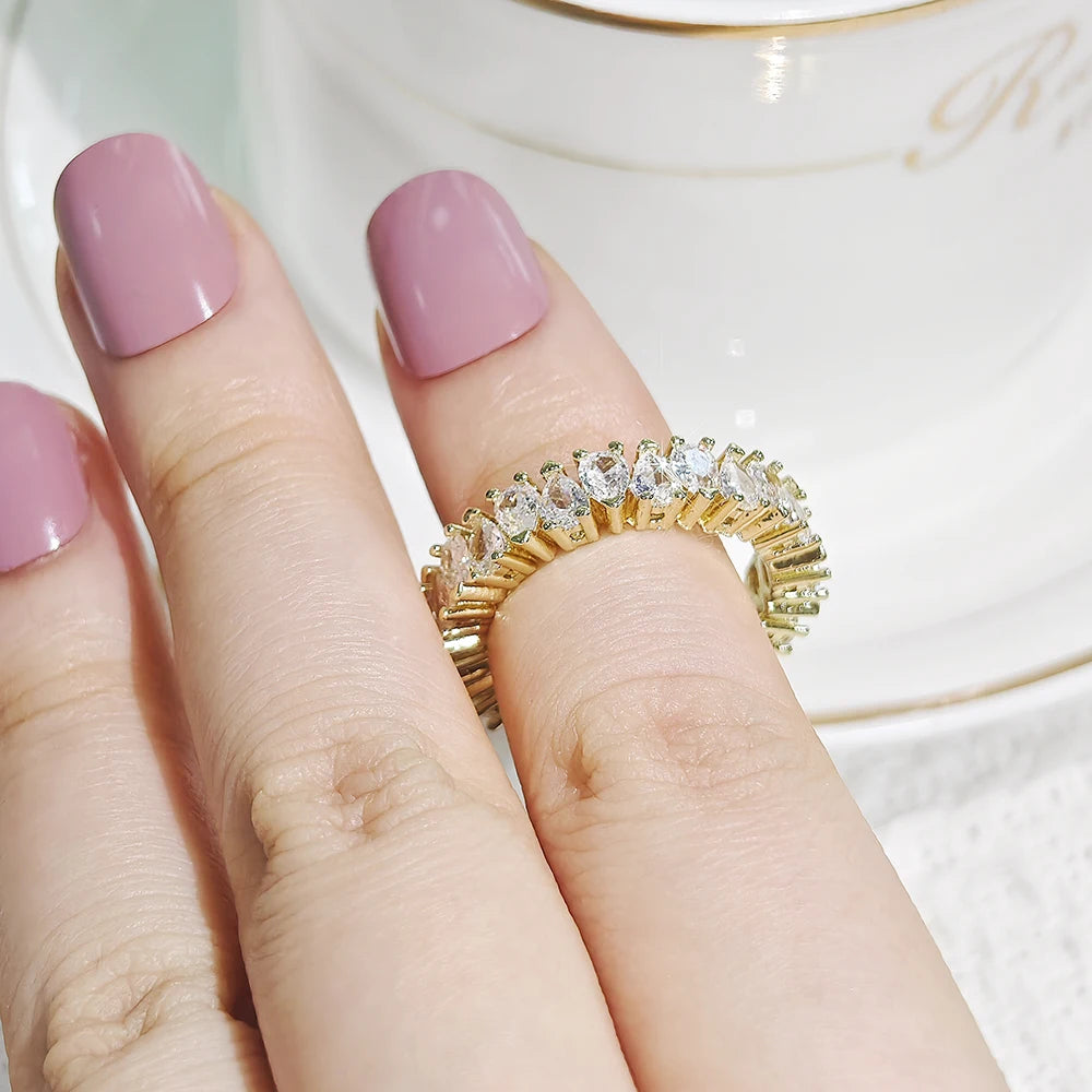 Moonso Trendy Drainage Drip Silver Color Aesthetic Eternity Band Ring for Women Christmas Gift  Jewelry Bulk Sell R7972