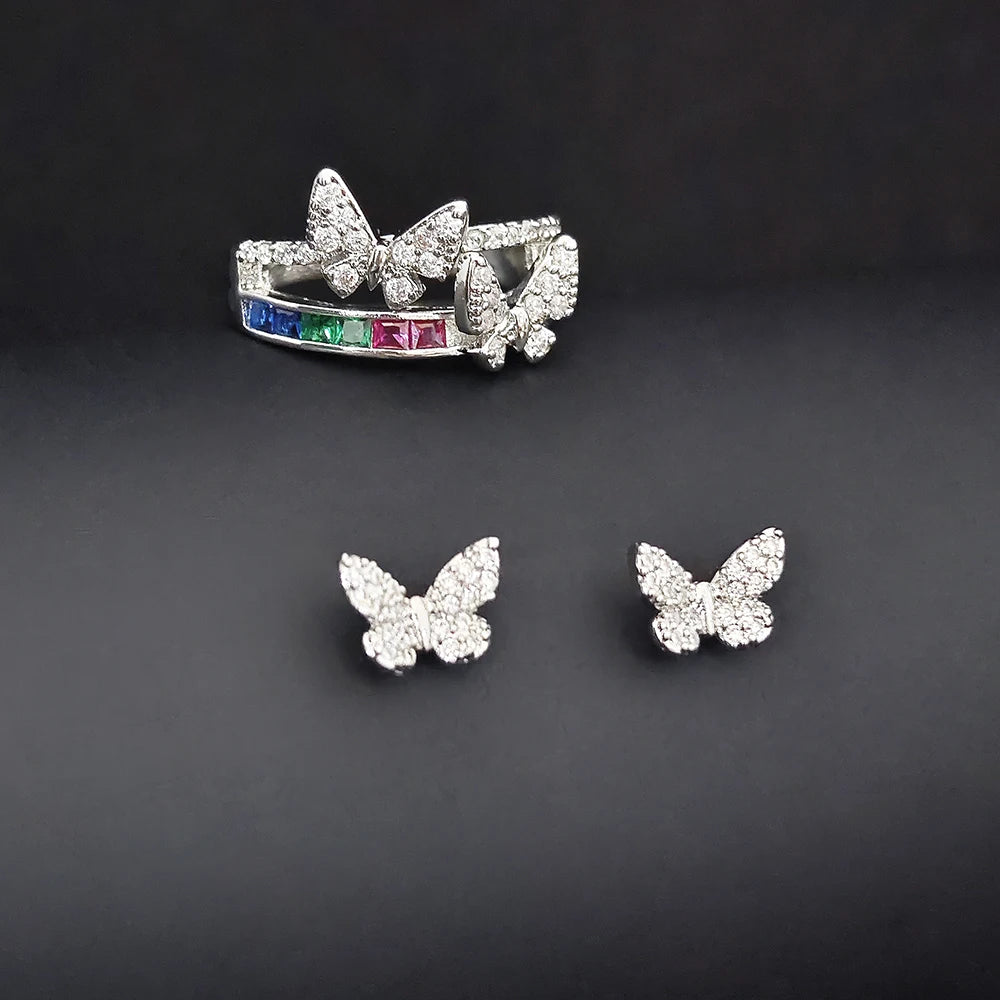 Moonso Products Trendy Butterfly Multi Silver Color Fashion Jewelry Set for Women Party Gift Jewelry Wholesale E6863-r7413