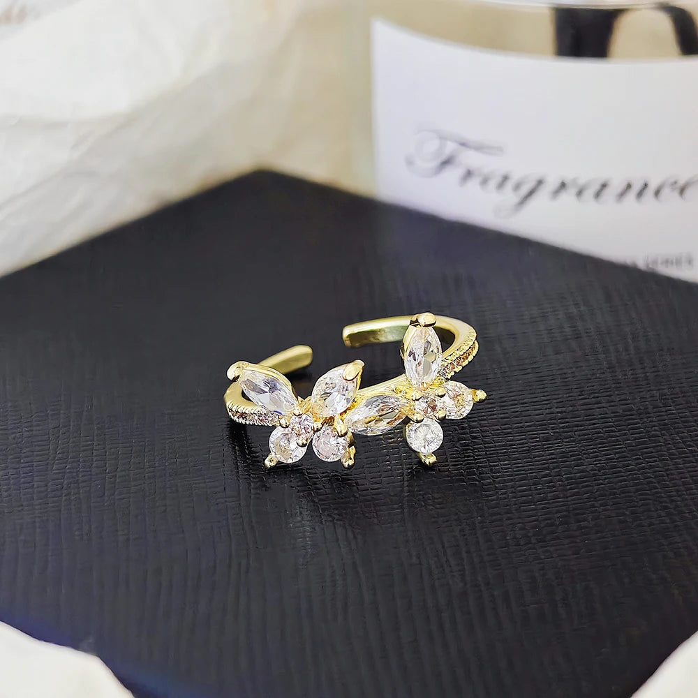 Moonso Arrival Fashion Unique Design Gold Silver Color Butterfly Fashion Ring for Women Valentine's Day Gift Jewelry R8401