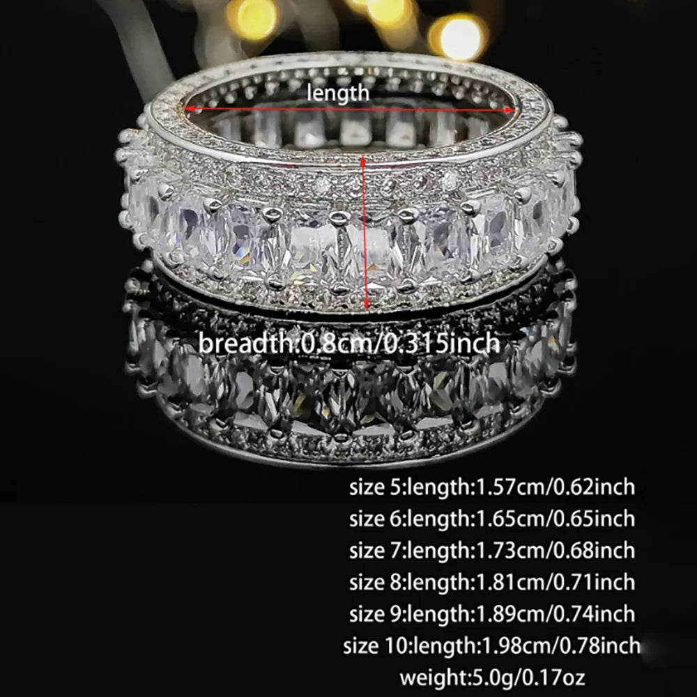 Luxury Princess Round Silver Color Aesthetic Eternity Band Ring for Women Party Gift Jewelry Wholesale Free Shipping Items R6201