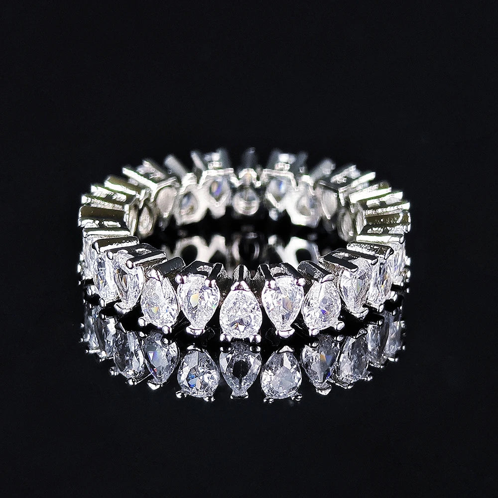 Moonso Trendy Drainage Drip Silver Color Aesthetic Eternity Band Ring for Women Christmas Gift  Jewelry Bulk Sell R7972