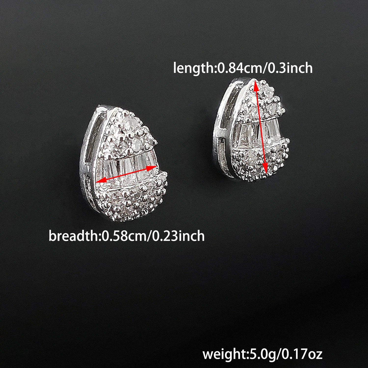 Delicate Water Drop Shaped Stud Earrings Luxury Silver Color Crystal CZ Ear Earrings for Women Fashion Versatile Jewelry E8080b