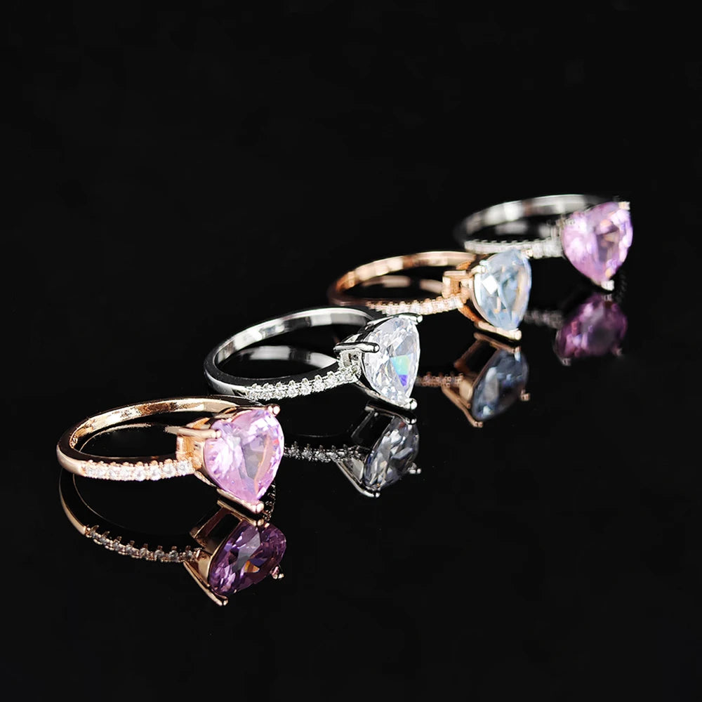 Moonso Unique Design Rosegold Silver Color Heart Shape Promise Ring for Girl Lovers Love Party Gift Free Shipping Items R4597