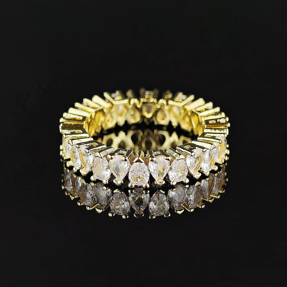 Moonso Trendy Drainage Drip Silver Color Aesthetic Eternity Band Ring for Women Christmas Gift  Jewelry Bulk Sell R7972