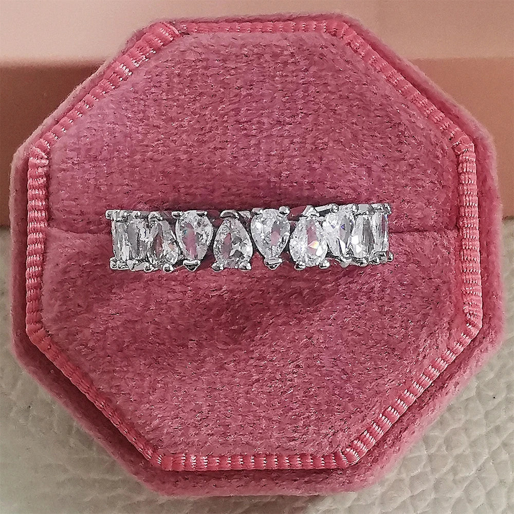 2023 New Trendy Drainage Drip Silver Color Aesthetic Eternity Band Ring for Women Christmas Gift  Jewelry Bulk Sell R7972