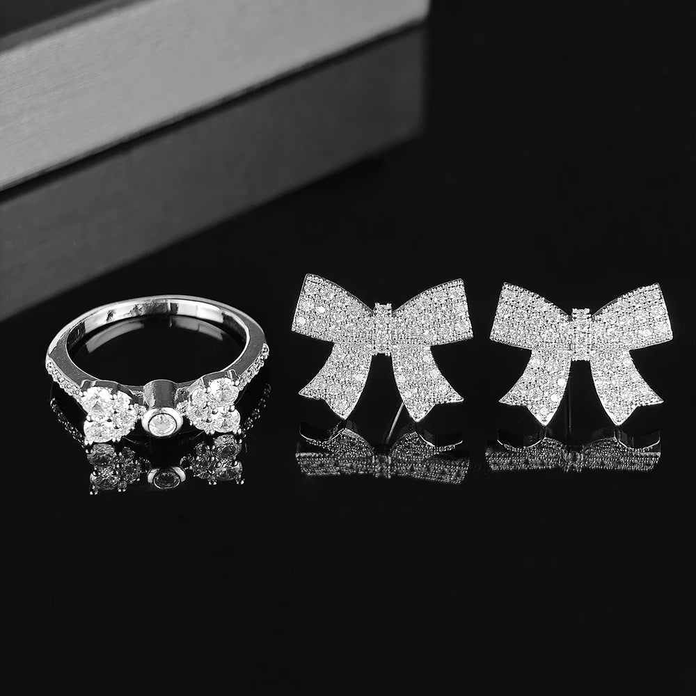 Moonso Trendy Bowknot Bride Jewelry Set for Women Anniversary Gift Jewelry Wholesale Free Shipping Items R4598-e6320-x6223