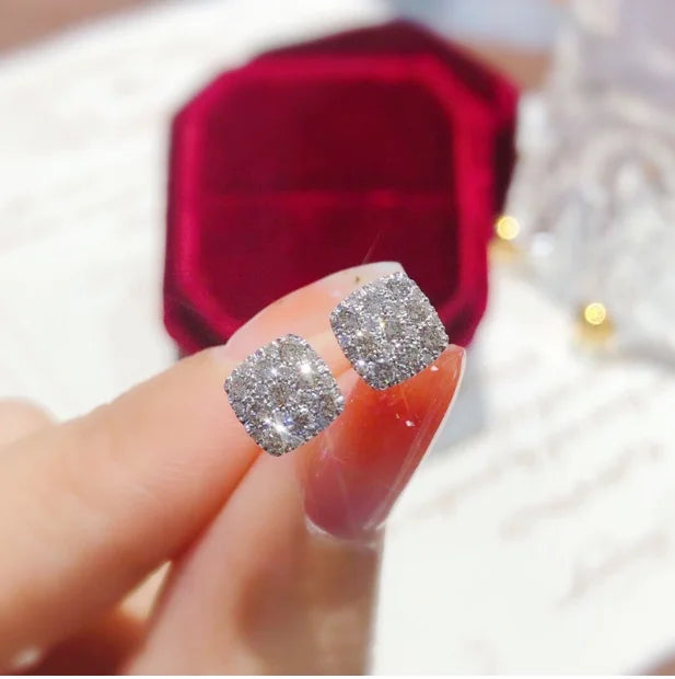 Moonso Trendy Silver Color Square-shaped Stud Earrings for Women Jewelry Wholesale Free Items Gift E8119-E8128