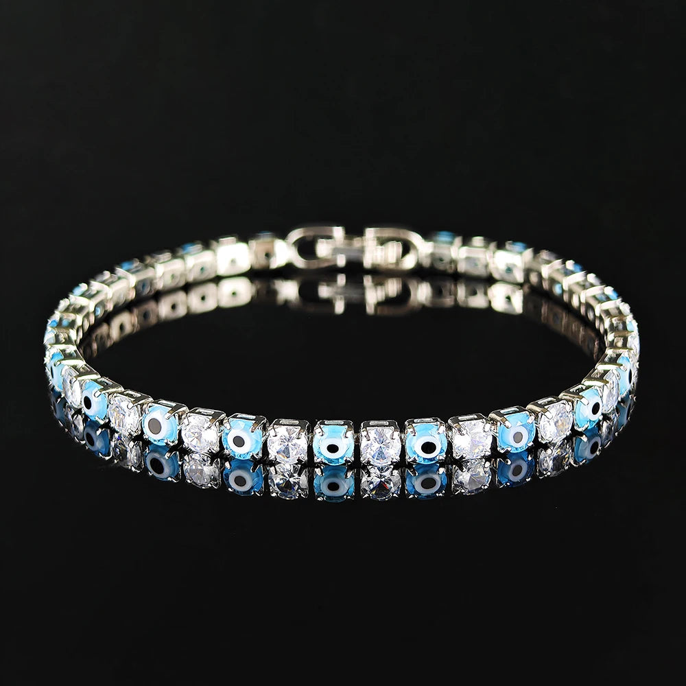 Unique Design 4MM 18CM Trendy Green Blue Color Evil Eye Bracelet Bangle for Women Party Gift Jewelry Free Shipping Items S8480