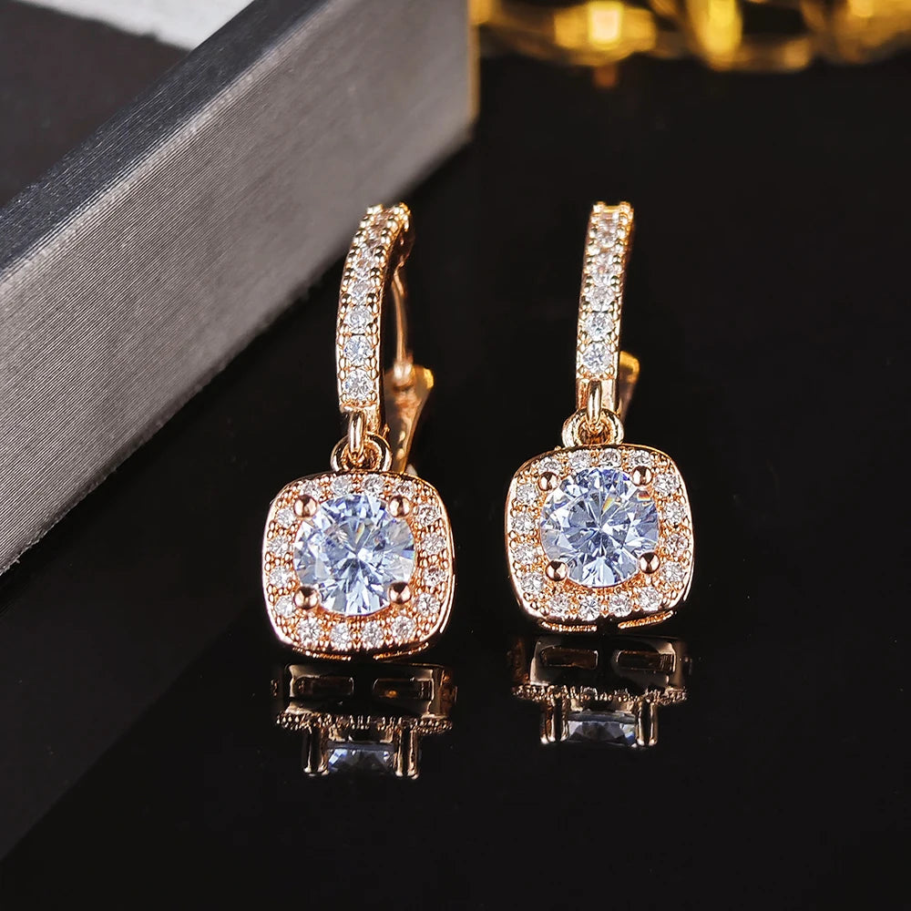 New Trendy Square Shape Drop Earrings Brilliant Bridal Engagement Wedding Jewelry Elegant Female Dangle Earring Nice Gift E6480