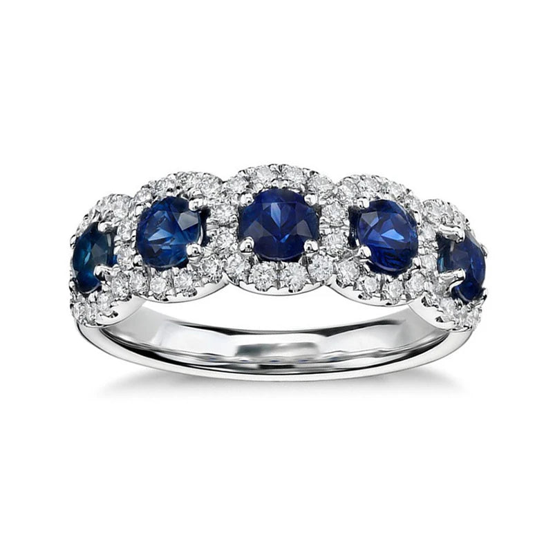 Classic Blue Color Round Eternity Band Ring for Women Party Gift Jewelry Wholesale Free Shipping Items R8464
