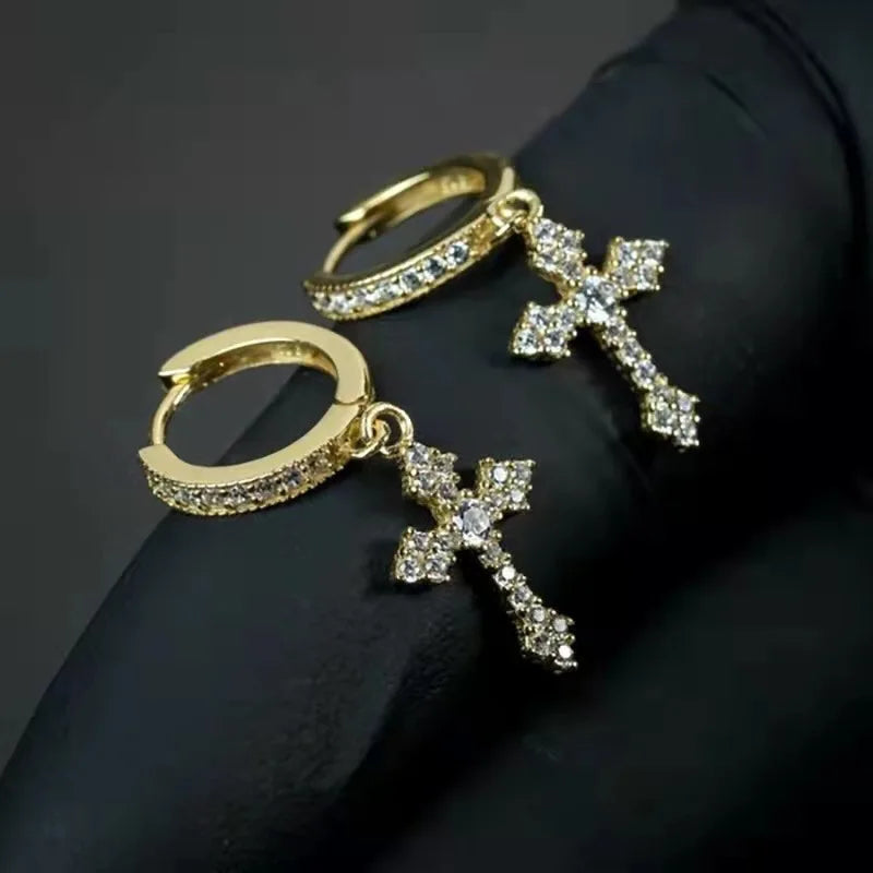 2024 New Arrival Trendy Gold Silver Color Cross Earrings for Women Party Gift Jewelry Wholesale E6876