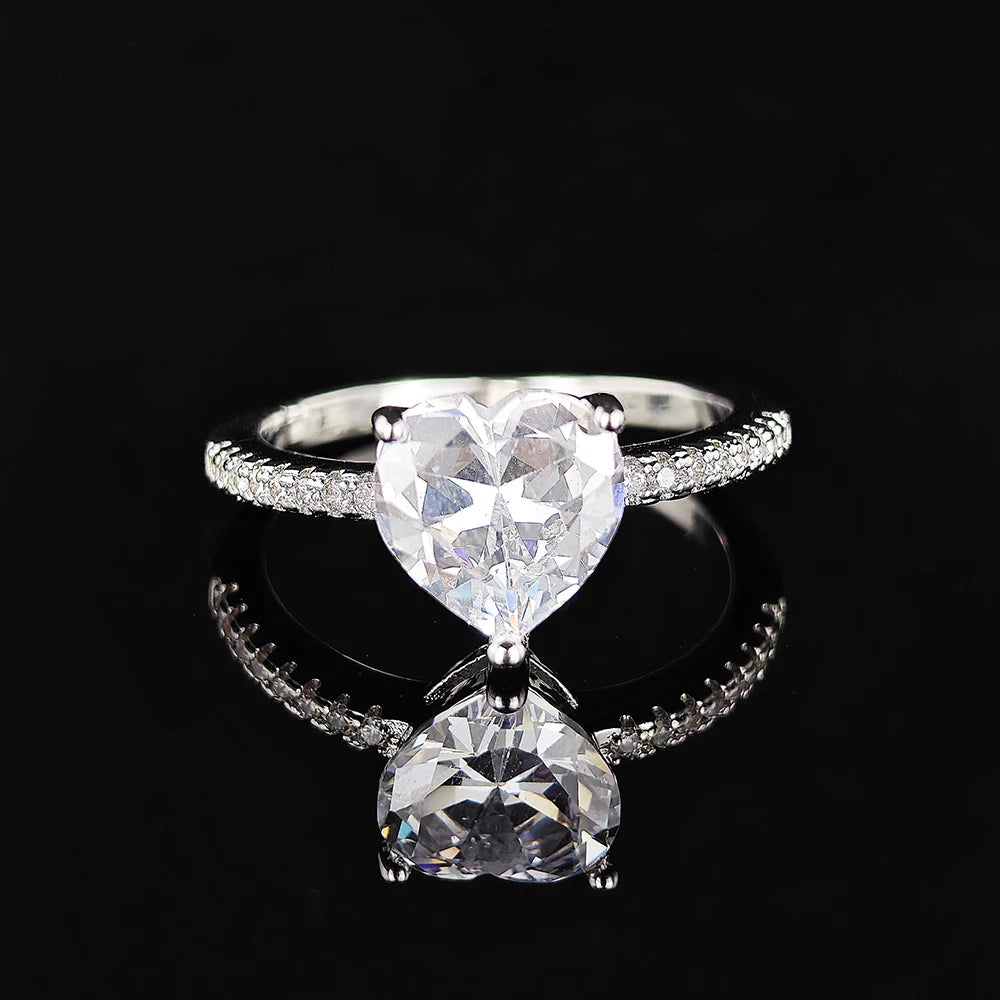 Moonso Unique Design Rosegold Silver Color Heart Shape Promise Ring for Girl Lovers Love Party Gift Free Shipping Items R4597