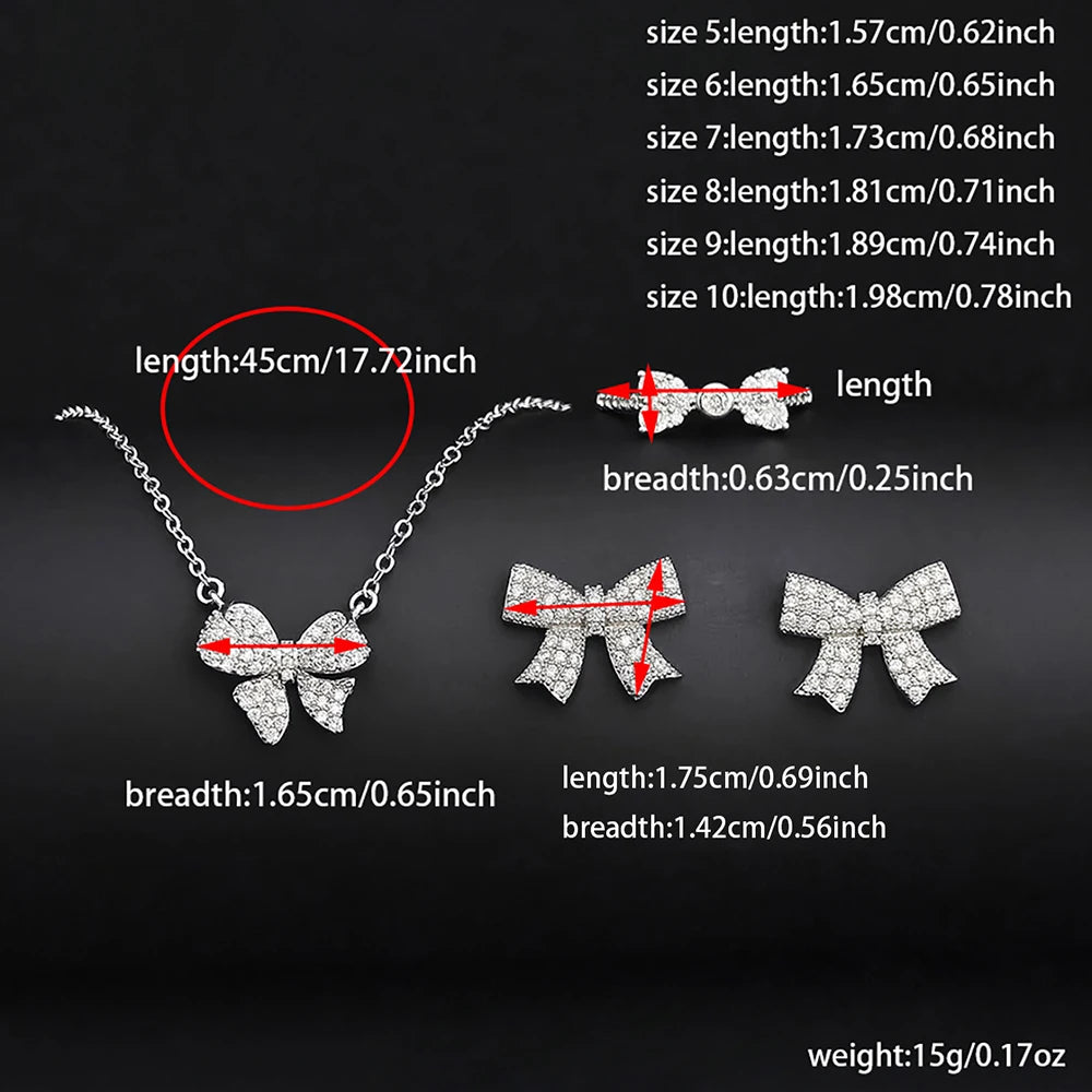 Moonso Trendy Bowknot Bride Jewelry Set for Women Anniversary Gift Jewelry Wholesale Free Shipping Items R4598-e6320-x6223