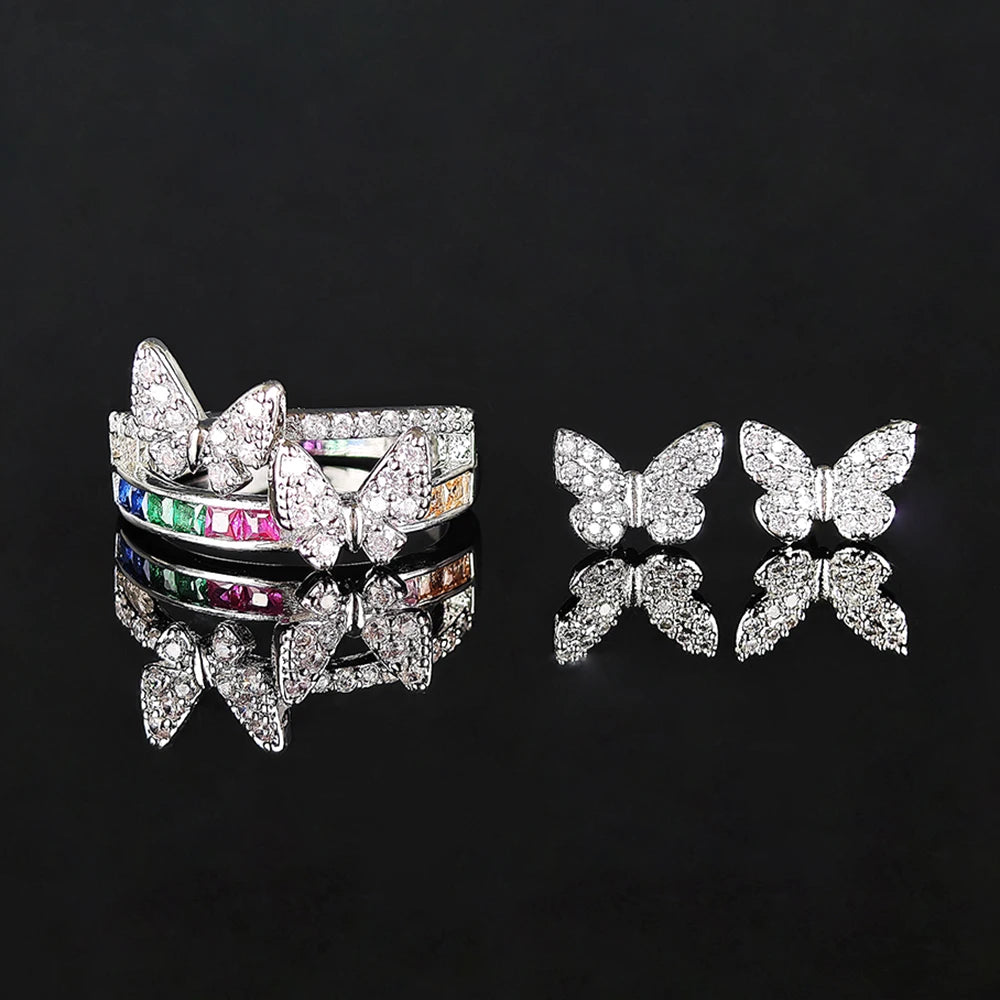 Moonso Products Trendy Butterfly Multi Silver Color Fashion Jewelry Set for Women Party Gift Jewelry Wholesale E6863-r7413