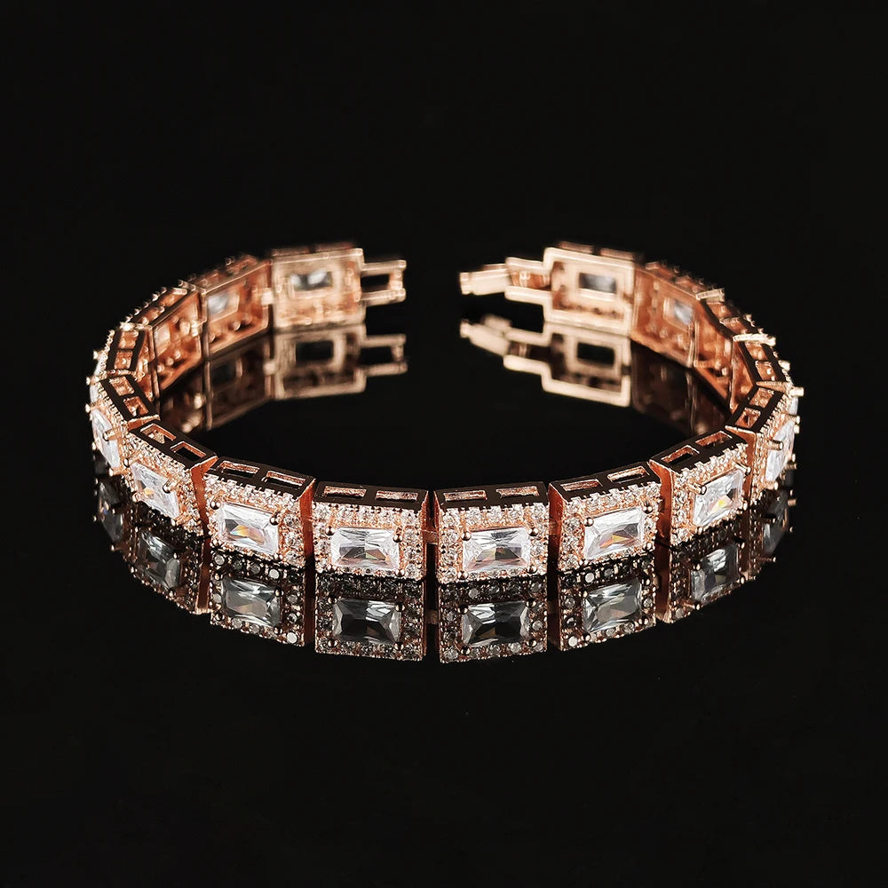 Moonso 18CM Luxury Rectangle Gold Green Silver Color on Hand Bracelet Bangle for Women Anniversary Gift Jewelry Bulk Sell S5779