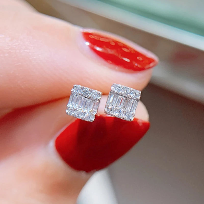 Moonso Trendy Silver Color Square-shaped Stud Earrings for Women Jewelry Wholesale Free Items Gift E8119-E8128